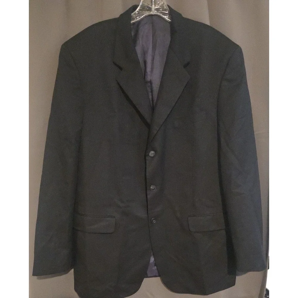 Jones New York Silk Sharkskin Wool Blazer,‎ Charcoal Gray Sport Coat, Men's 44L